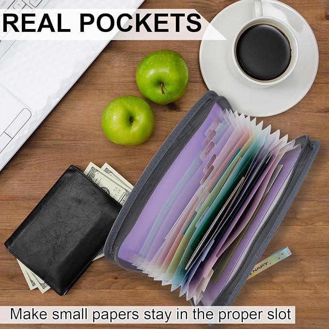 NAFY Small Accordian File Organizer, A5 Check Size 13 Pockets Coupon Receipt - Image 3