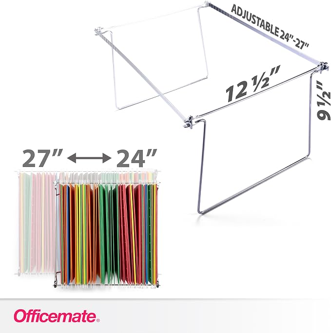 Officemate Hanging File Frame, Letter Size, Adjustable Heavy-Duty Steel File - Image 2