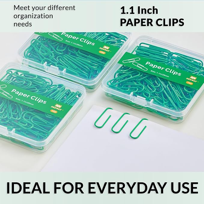 NEEWAY Small Paper Clips, 1.1 Inch Vinly Coated Colored Paperclips, 3 Pack of - Image 6