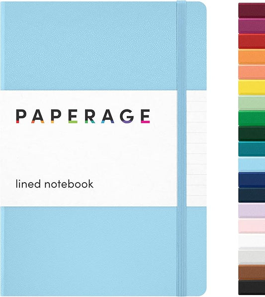 PAPERAGE Lined Journal Notebook, (Light Blue), 160 Pages, Medium 5.6 in x 8 in - 100 GSM Thick Paper – Hardcover Journaling Notebook for Work, School & Note Taking-DeskLoop Office