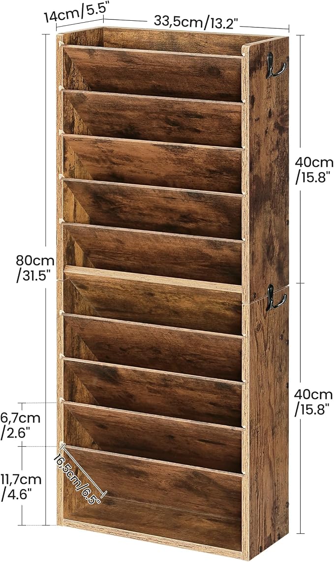 CHOEZON Wall File Organizer, 10-Tier Hanging Mail Organizer, Wall Mount File - Image 2