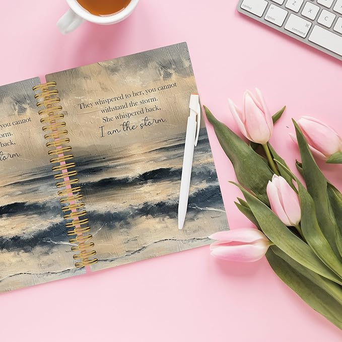 Inspirational Beach Spiral Notebook, Motivational Ocean Journaling Notebooks for Note Taking, Motivational Hardcover Journals for Women 160 Pages 5.5x8.3 Inch, Inspirational Empowerment Gifts-DeskLoop Office