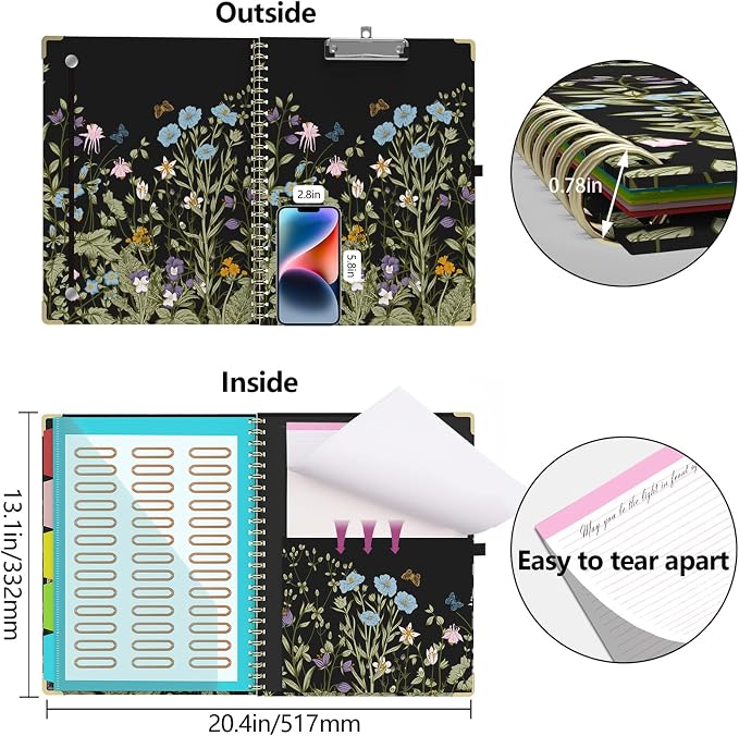 Foldable Clipboard Folio with Storage, 5 Plastic Folders with 10 Pockets - Image 4