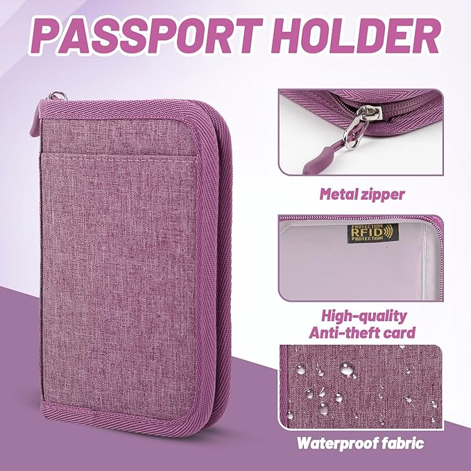 Passport Holder for Travel Essentials, RFID Blocking Protector Passport Wallets - Image 3