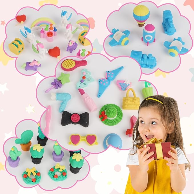 Cllayees 72 Pcs Erasers for Kids, Mini Pencil Eraser Bulk Classroom Prizes - Image 3