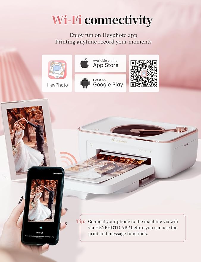 HPRT Photo Printer 4x6&Bluetooth Speaker,+20 Sheets and 1ribbon,Portable Instant Picture Printer for iPhone, Android, Thermal Dye-Sublimation, AR Video Printing,Wi-Fi Wireless Photo Printers-DeskLoop Office