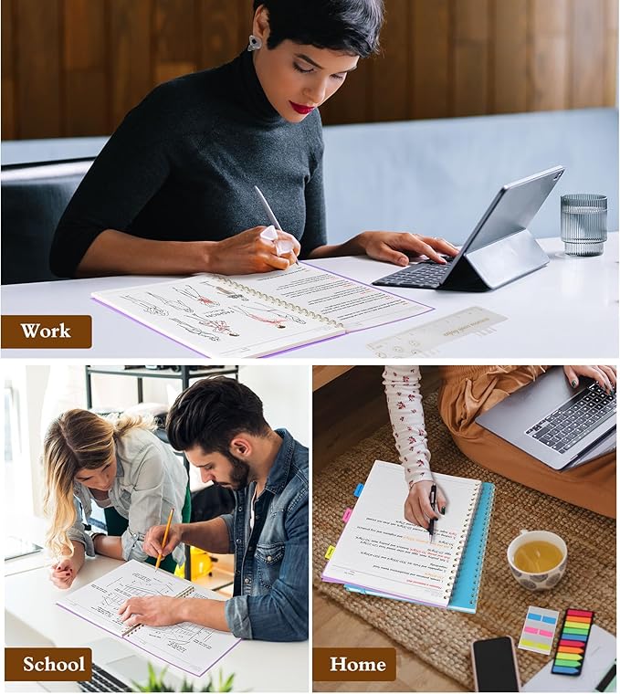 Spiral Notebook Journal 8.5” x 11”, A4 Large Notebooks for Women Men, College Ruled Lined Journal, 100 GSM Paper, Hardcover Spiral Bound Journals for Work School Writing Note Taking Business, Purple-DeskLoop Office