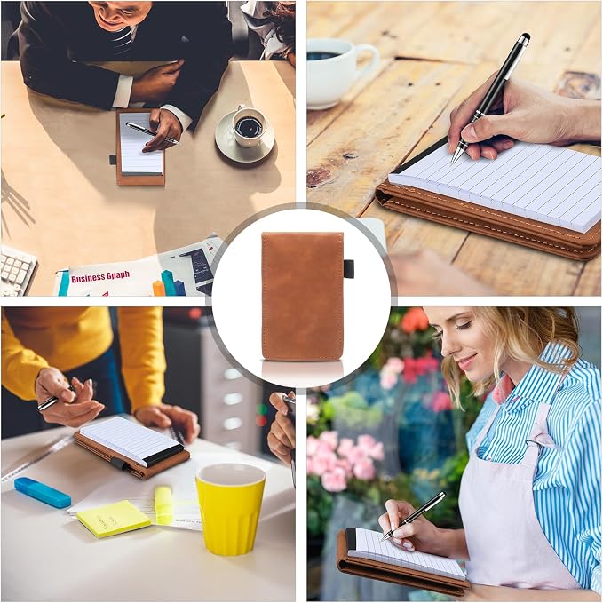 Outus 10 Pcs Mini Pocket Notepad Holder Set Included Small Leather Pocket - Image 6