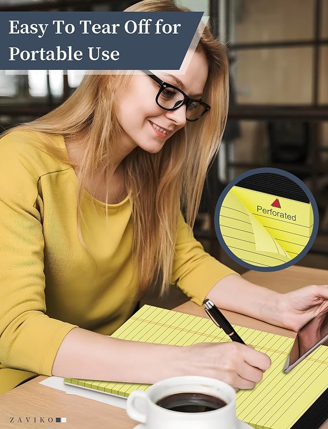 Legal Pads 8.5 x 11, 8 Pack, Yellow Paper Pads, Wide Ruled, Writing Pads 8-1/2" x 11", Micro Perforated, Premium Thick Paper, Yellow Notepads 8.5 x 11, Double Sided, Cardboard Backing, 30 Sheets/Pad