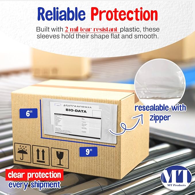 MT Products Clear Plastic Envelope Pouch 6" x 9" - Image 2