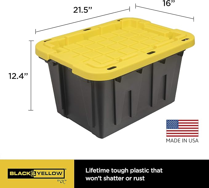 CX BLACK & YELLOW 12-Gallon Heavy Duty Storage Bins - Image 2