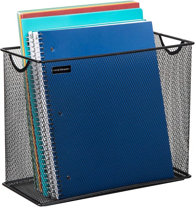 Mind Reader Vertical File Storage, Desktop Organizer, Hanging Files, Metal Mesh by MindReader