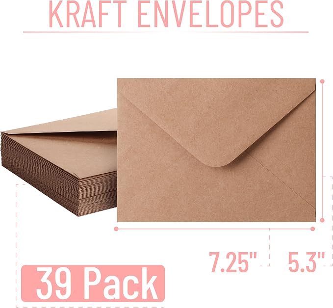 Mr. Pen- Kraft Envelopes, 39 Pack, 5 x 7 Inch, A7 Envelopes, Card Envelopes - Image 3
