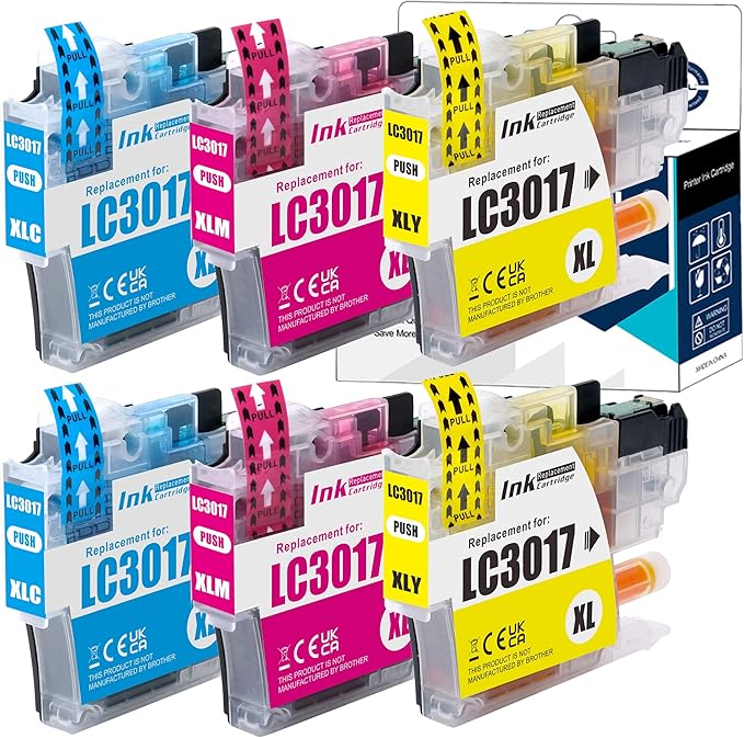 LCL Compatible Ink Cartridge Replacement for Brother LC3017 LC-3017 XL LC30173PK LC3017C LC3017M LC3017Y MFC-J5330DW MFC-J6530DW MFC-J6930DW MFC-J6730DW MFC-J5335DW (6-Pack 2Cyan 2Magenta 2Yellow)-DeskLoop Office