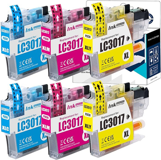 LCL Compatible Ink Cartridge Replacement for Brother LC3017 LC-3017 XL LC30173PK LC3017C LC3017M LC3017Y MFC-J5330DW MFC-J6530DW MFC-J6930DW MFC-J6730DW MFC-J5335DW (6-Pack 2Cyan 2Magenta 2Yellow)-DeskLoop Office