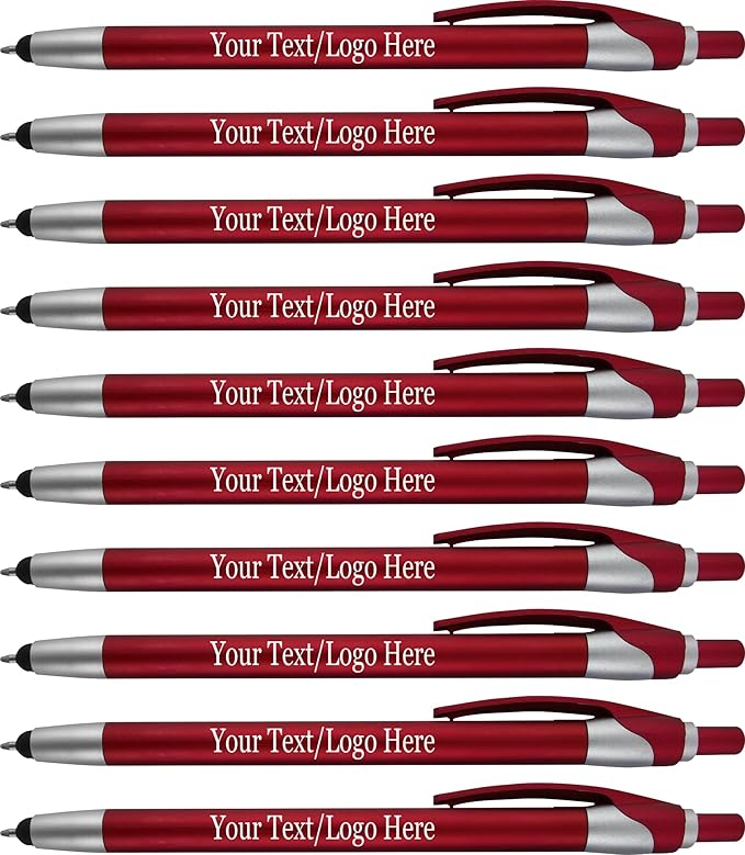Personalized With your Custom Logo or Text Pens-Pack of 450- for Marketing, Parties, and Events, 2 in 1 Capacitive Stylus & Ballpoint Pen Compatible With Touchscreen Devices, Blue Ink, Red Pens-DeskLoop Office