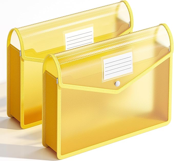 2 Pack Plastic Expanding File Folder, Transparent envelopes by XingDuing