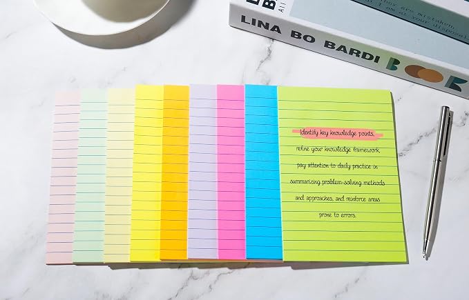 Lined Sticky Notes 4x6 in Post, Self-Stick Pads Bright Colors Sticky Note - Image 7