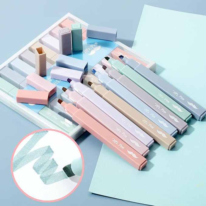 Mr. Pen- Aesthetic Highlighters No Bleed, 8 Pack, Morandi Colors | Chisel Tip - Image 4