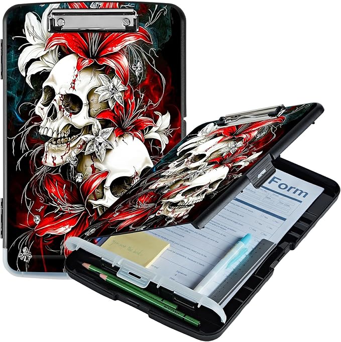 Red Lily Skull A4 Clipboard by Unknown