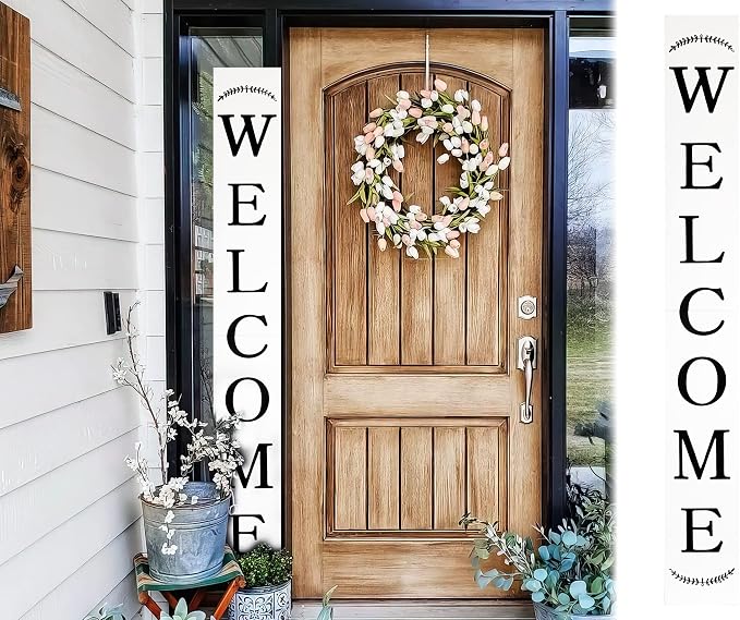 Tall Outdoor Welcome Sign for Front Door, 6ft White Welcome Sign, Rustic Tall - Image 2