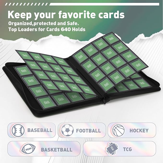 16 Pocket Toploader Binder, Holds 640 Top Loaders, Top Loader Binder - Image 2