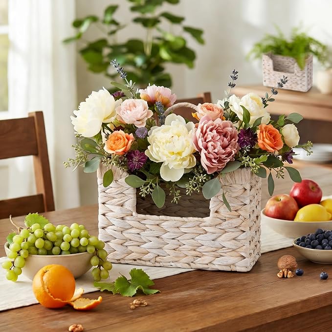 PINXIURY Magazine Holder Wall Basket Water Hyacinth Woven Mail Organizer - Image 5