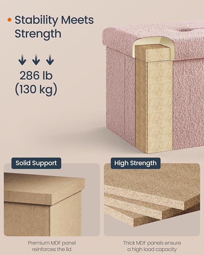 SONGMICS Small Folding Storage Ottoman, Foot Rest Stool, 12.2 x 16.1 x 12.2 - Image 6