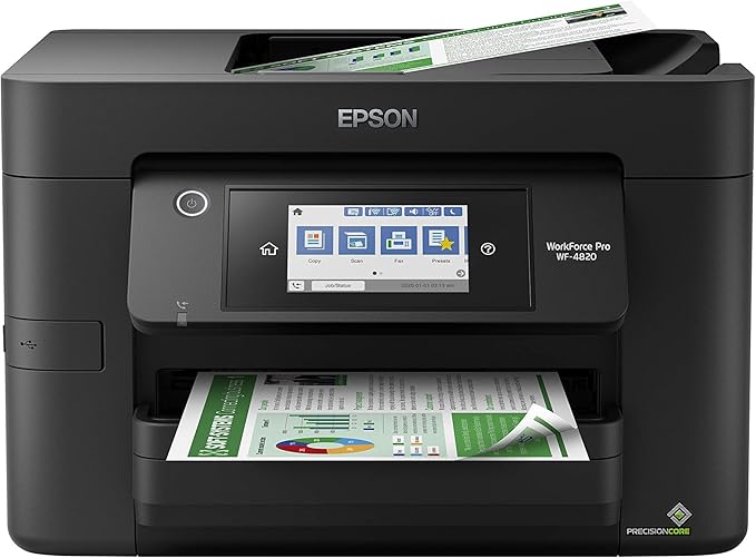 Epson® Workforce® Pro WF-4820 Wireless Color Inkjet All-in-One Printer, Black, Large & T252 DURABrite Ultra Ink High Capacity Black Cartridge (T252XL120-S) for Select Workforce Printers-DeskLoop Office