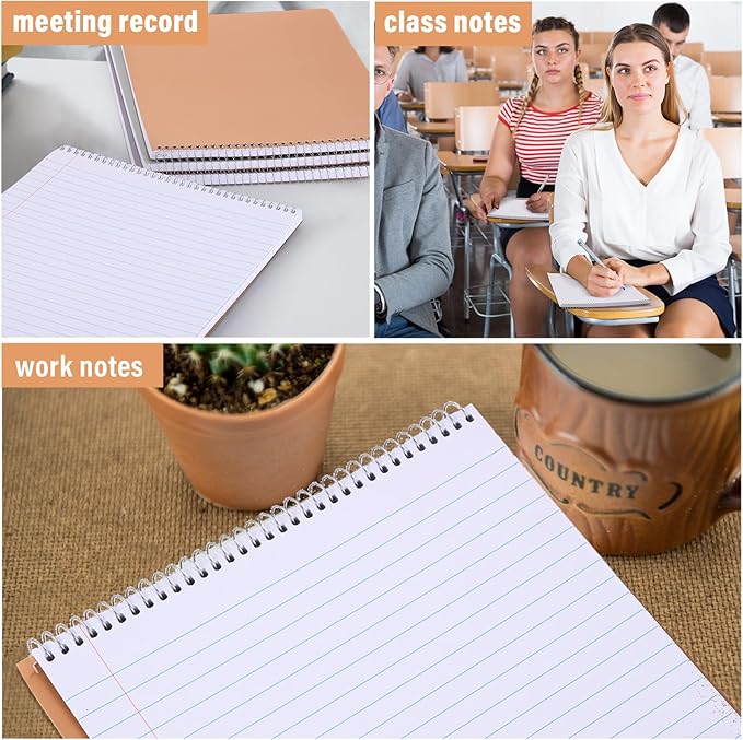 Maitys 6 Pack 8.5 x 11'' Top Bound Office Steno Book Wide Ruled Double Sided Spiral Steno Books Reliable White Paper 70 Sheets/Pad Pastel Colors Covers for Writing Notes College(Cute Color)-DeskLoop Office