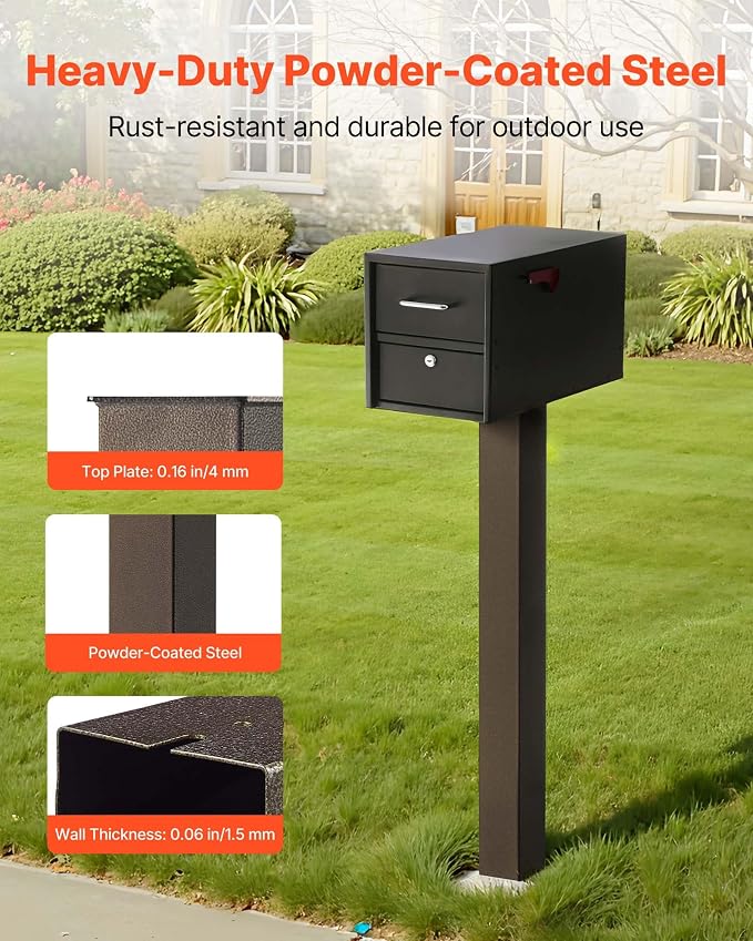 VEVOR Mailbox Post, Steel In-Ground Mounting Mail Box Stand - Image 4