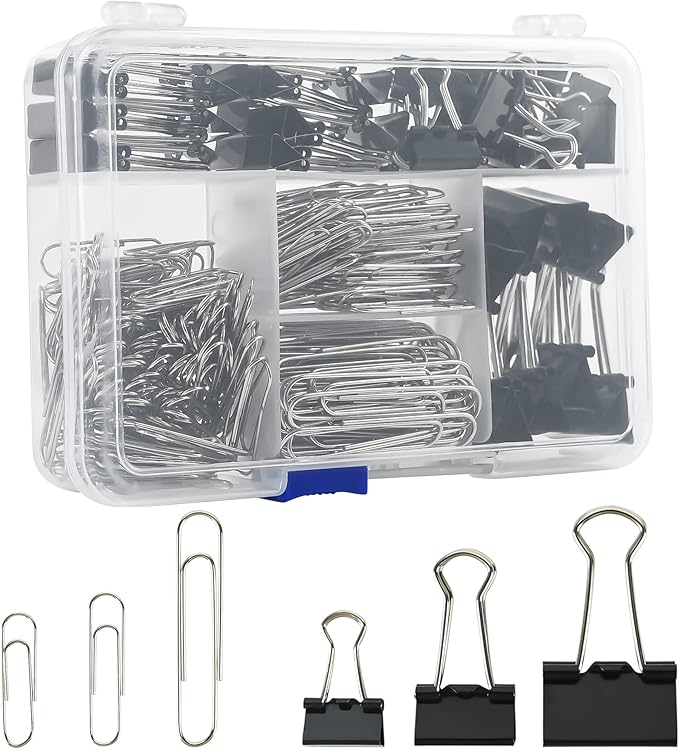 Assorted Size Binder Clips & Jumbo Paper Clips Set by EHME+EHME+EHME
