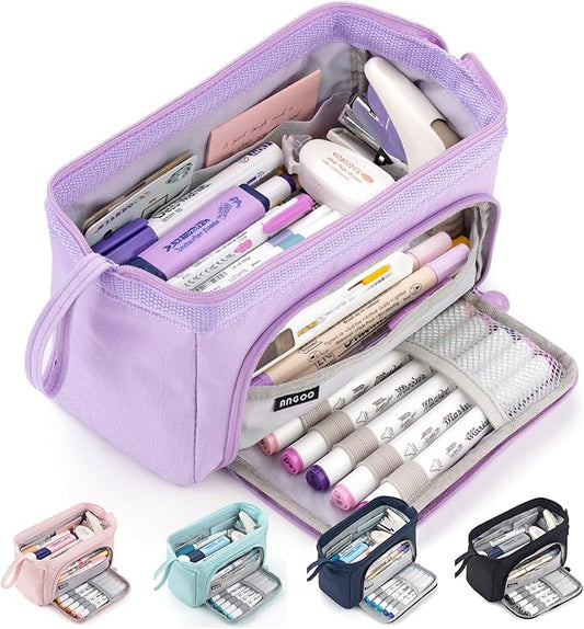 HVOMO Pencil Case Large Capacity Pencil Pouch Handheld Pen Bag Cosmetic Gift for Office School Teen Girl Boy Men Women Adult (Purple)-DeskLoop Office