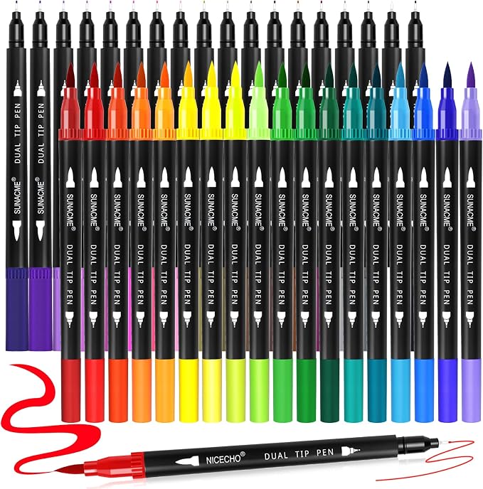 sunacme 36 Colors Dual Brush Marker Pens, Art Marker Set by sunacme