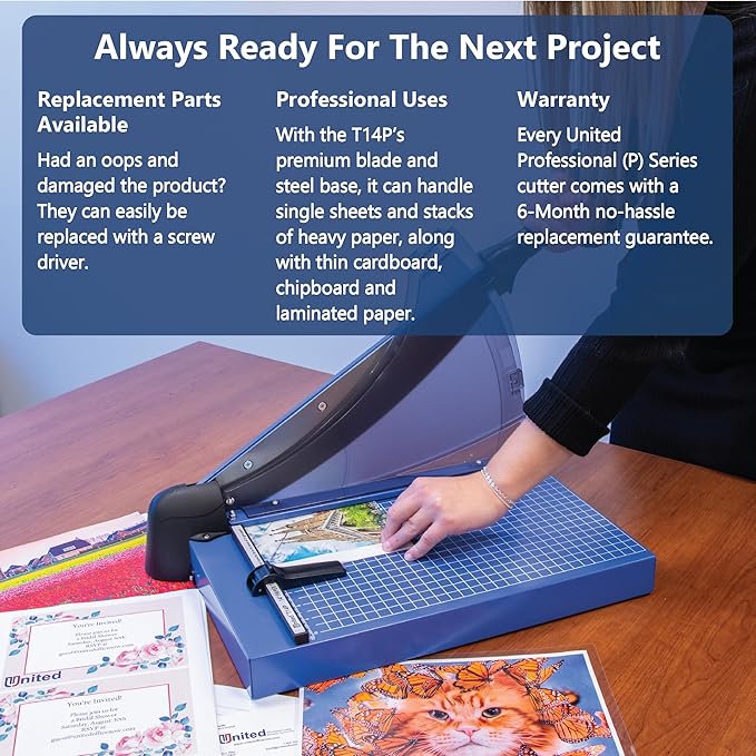 United Office Products T14P Professional Guillotine Paper Trimmer, Sturdy Metal Base, 14" Cut Length, 40 Sheet Capacity, Paper Cutter for Offices, Schools and Crafts-DeskLoop Office