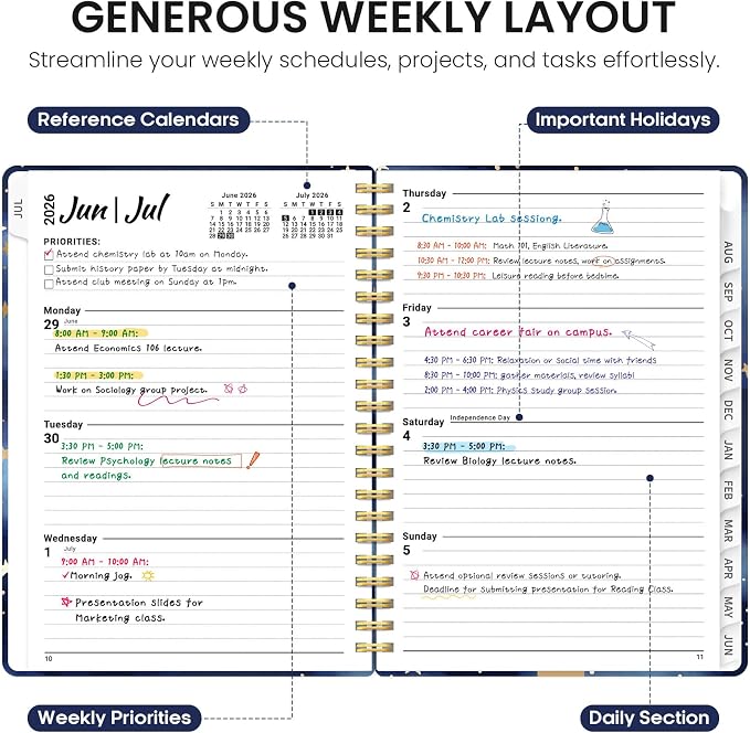 Planner 2026-2027, Academic Year Monthly and Weekly Calendar Planner, Jul 2026 - Image 3