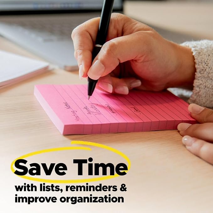 Post-it Notes, 4 in x 6 in, 5 Lined Sticky Notes Pads, 100 Sheets per Pad - Image 8