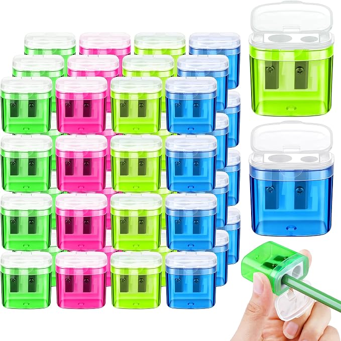 Aodaer 48 Pieces Pencil Sharpeners Manual Double Hole Pencil Sharpener by Aodaer