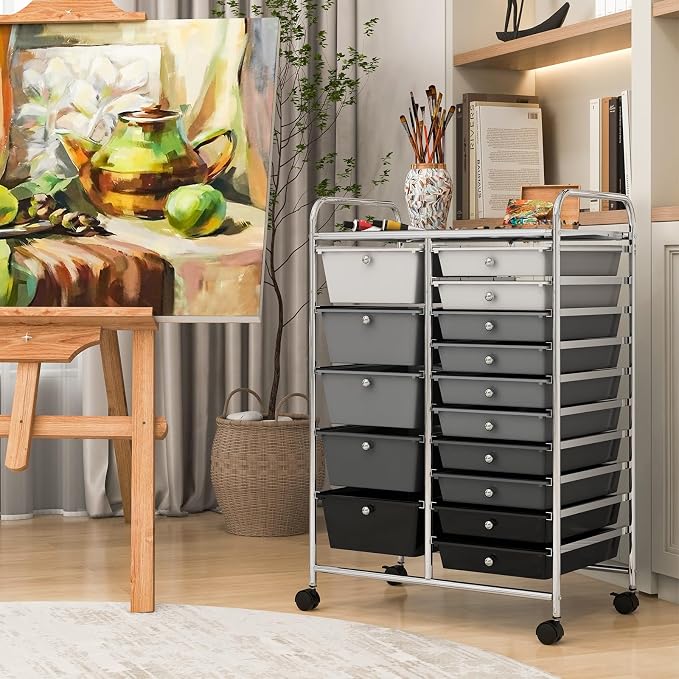 DORTALA 15-Drawer Rolling Storage Cart - Image 4