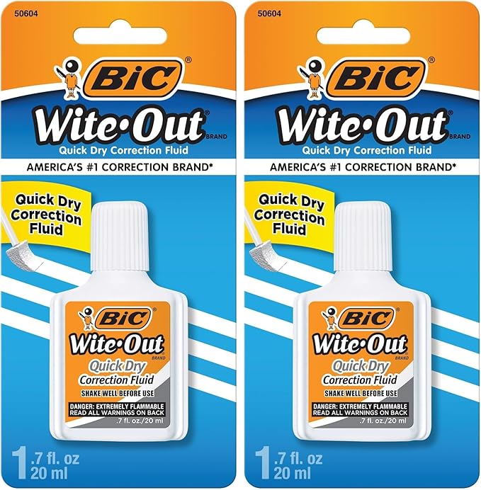 BIC Wite-Out Correction Fluid, 20mL | Quick Dry | Easy Application | 2-Pack by BIC