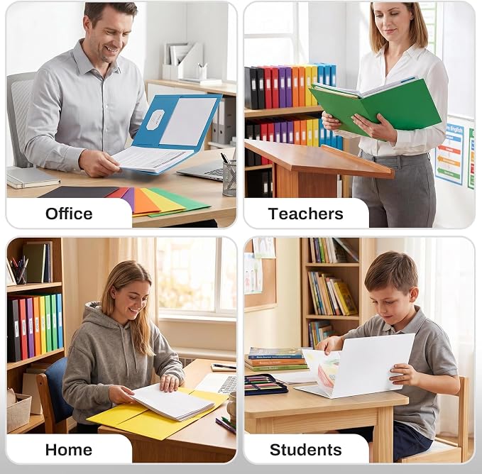 SUNEE Folders with Pockets, 2 Pocket Folders Fit Letter Size Paper, Paper File - Image 5