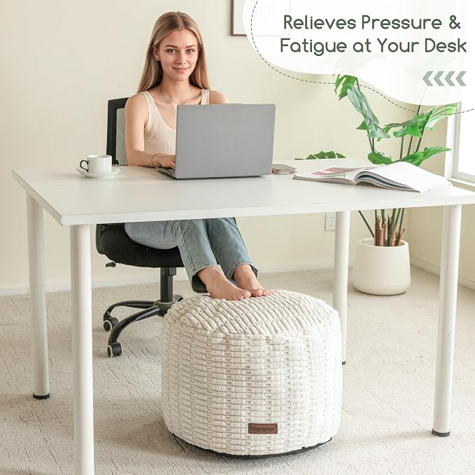 HIGOGOGO Pouf Ottoman Stuffed Round Modern Foam Filled Foot Rest Poufs - Image 3