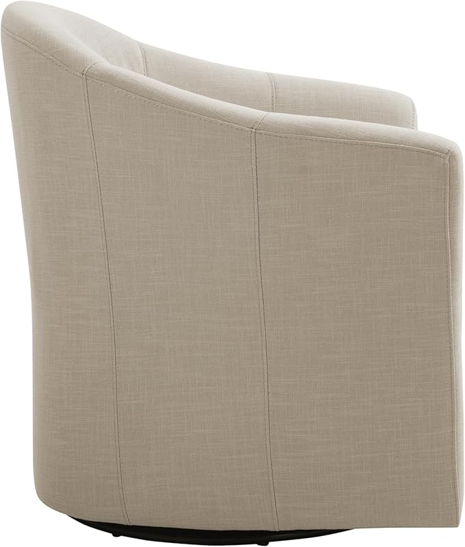 UIXE 360° Swivel Barrel Accent Chairs Set of 2, Modern Round Arm Chair Upholstered Club Armchair, Single Sofa Seating in Fabric for Living Room, Bedroom (Flax Brown)-DeskLoop Office