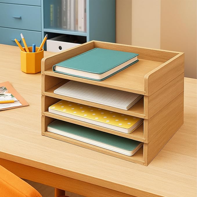 PROLEE Wooden Paper Tray Organizer - Image 5