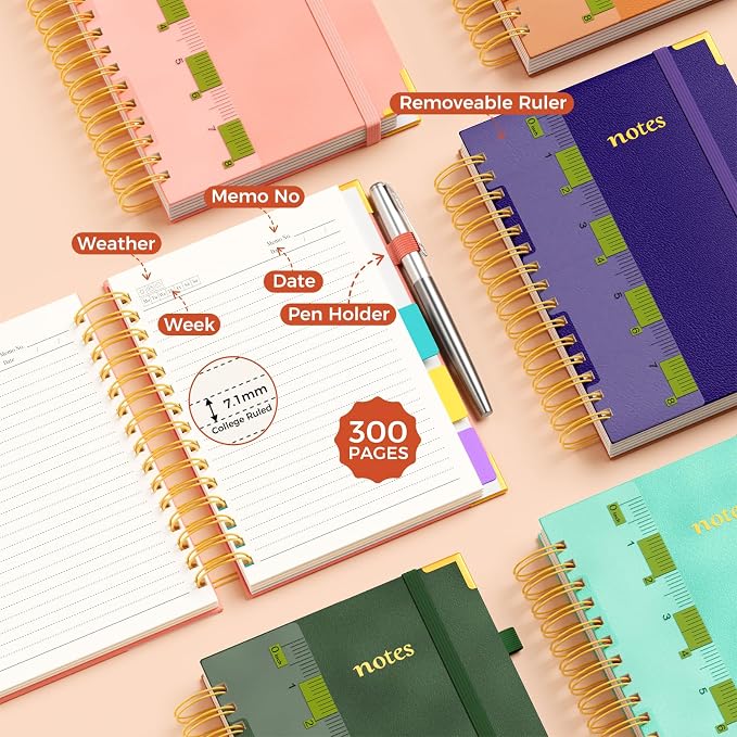 XYark A5 Hardcover Spiral Notebook, 6.3"x8.5" College Ruled Notebooks - Image 6