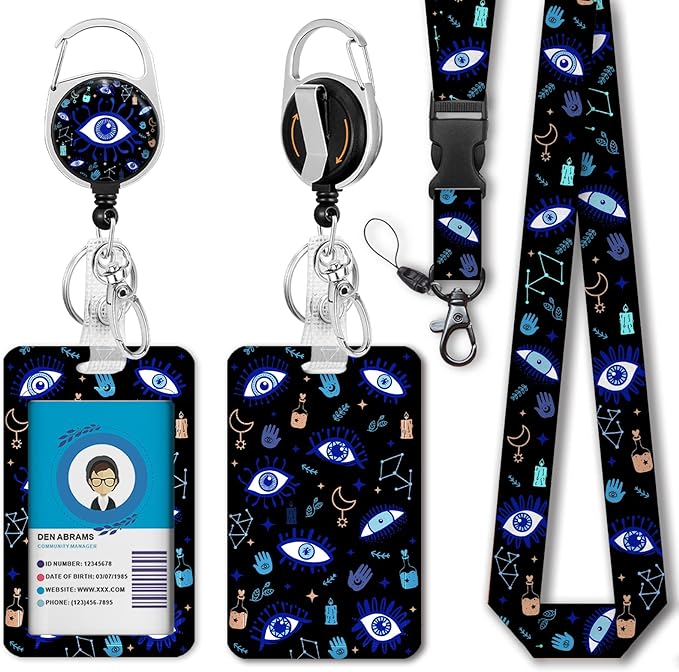 ID Badge Holder with Lanyard, Retractable Badge Reel Heavy Duty, Cute Funny by Giancomics