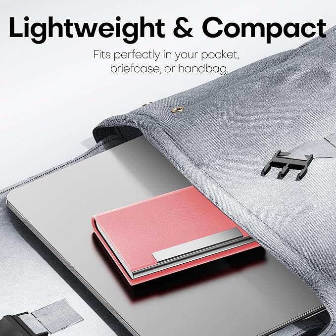Padike Business Card Holder, Professional PU Leather & Stainless Steel Multi - Image 6