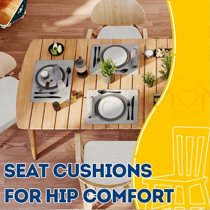 AAAAAcessories D-Shaped Chair Cushions, Machine-Washable Cover, Natural Linen - Image 8