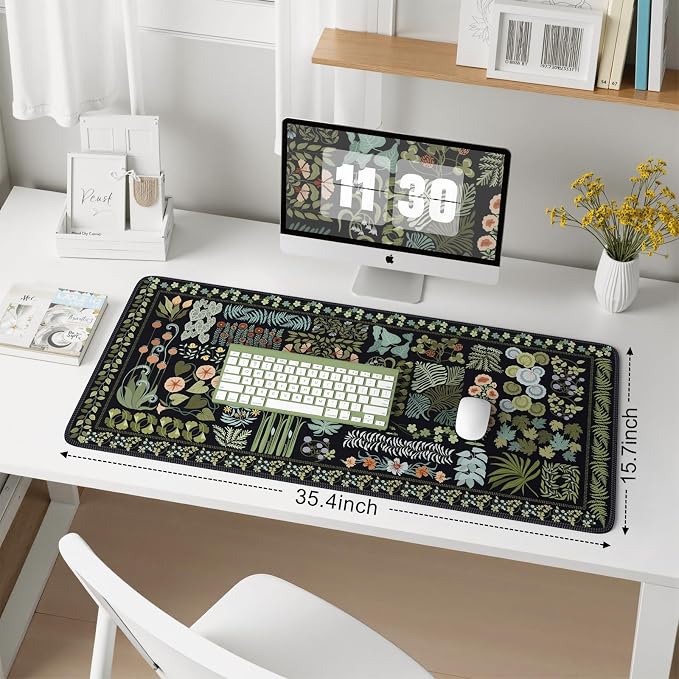 iCasso Floral Desk Pad Mat, Large Mouse Pad, Desk Matt - Image 2