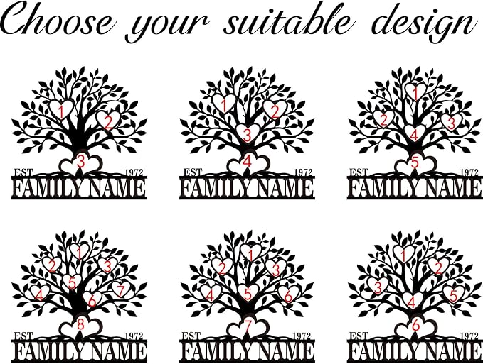 Personalized Family Tree Metal Sign Custom Last Name Sign Tree of Life Wall Art - Image 6